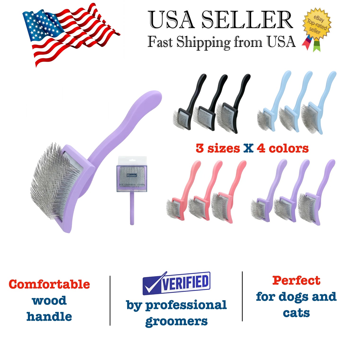 Pro Groomer-Approved Slicker Brush: Perfect for Dog Cat Grooming, Shedding, Comb